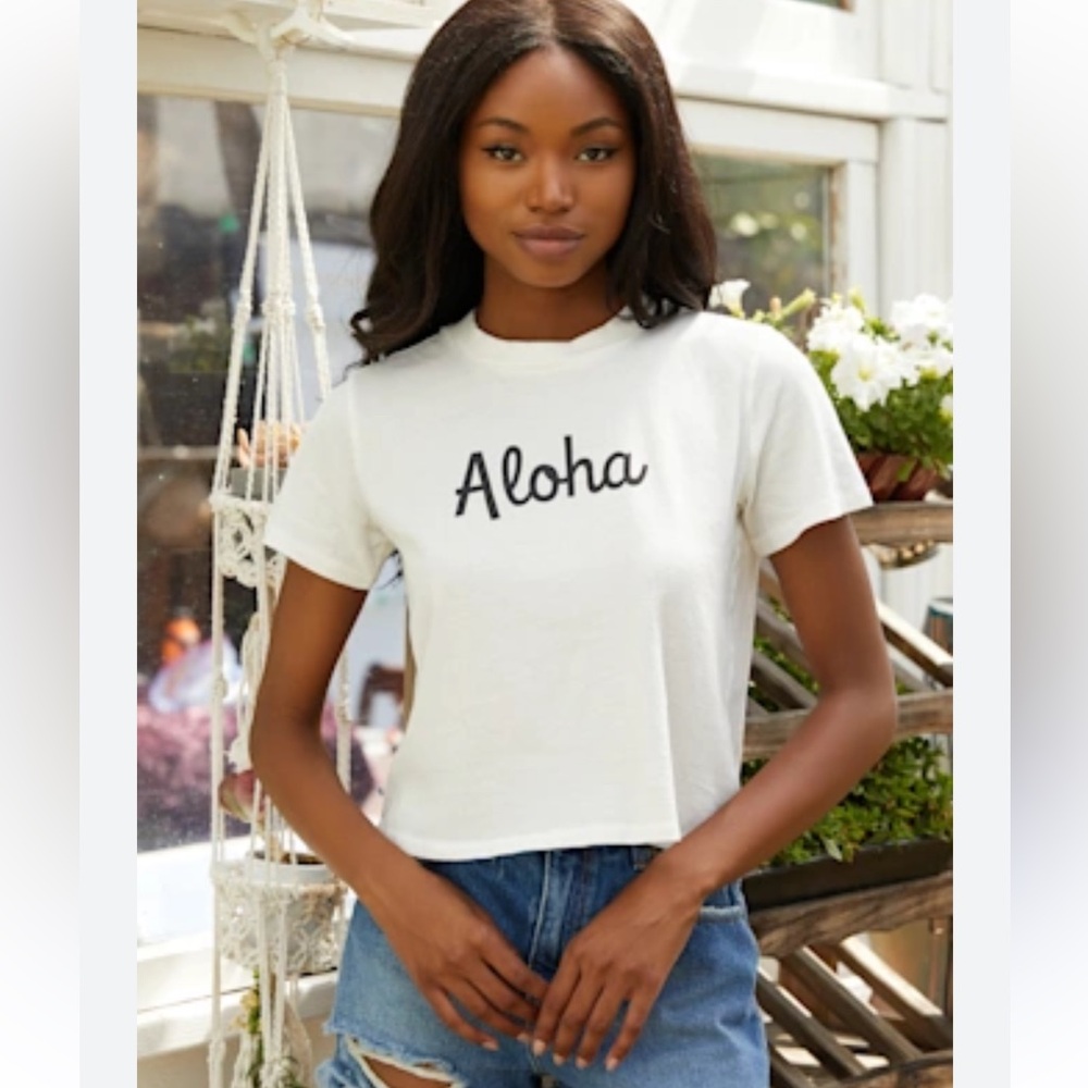 Billabong Aloha Mahalo White Cropped Aloha T-Shirt - S